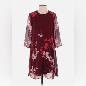 Eva Mendes Collection | Wine Chiffon Floral Dress | Size M | NWT🎁